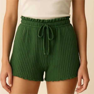 LISA SAYS GAH Harper ribbed shorts lounge boxers cotton blend green size small